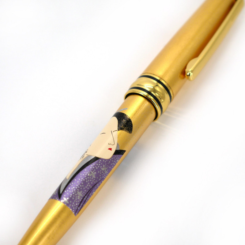 Bolígrafo dorado, tinta negra, en caja, UTAMARO, estampado