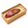 Japanese red hair clip in resin with golden temple pattern, KINKAKUJI, 10.5cm