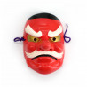 Petit masque nô de démon japonais tengu rouge en céramique, TENGU, 9 cm