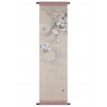 Arazzo di canapa beige e rosa dipinto a mano con motivo a fiori di ciliegio e luna, YOI NO TSUKI, 36x130cm