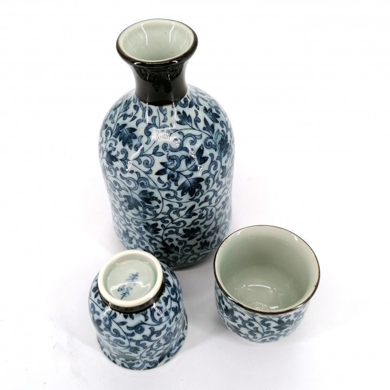 Servizio di sake giapponese 2 bicchieri e 1 bottiglia, KOZOME TSURU KARAKUSA