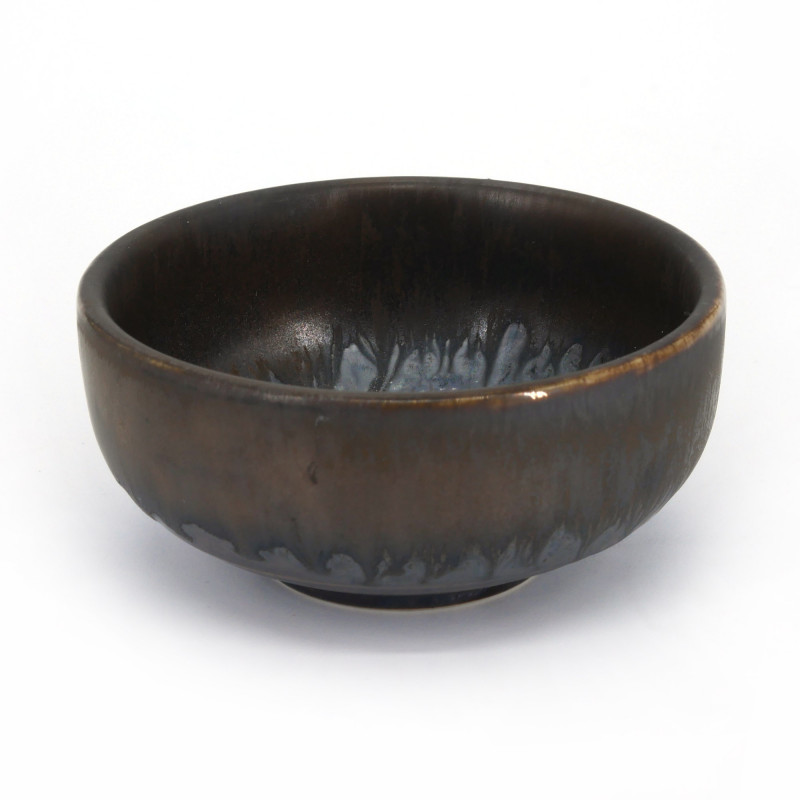 Piccolo recipiente in ceramica giapponese, marrone e gocciolante - SHIZUKU