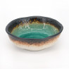 Japanese ceramic dish, brown and turquoise, LAGOON