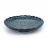 Plato redondo de cerámica japonesa en forma de crisantemo, KIKU, azul oscuro