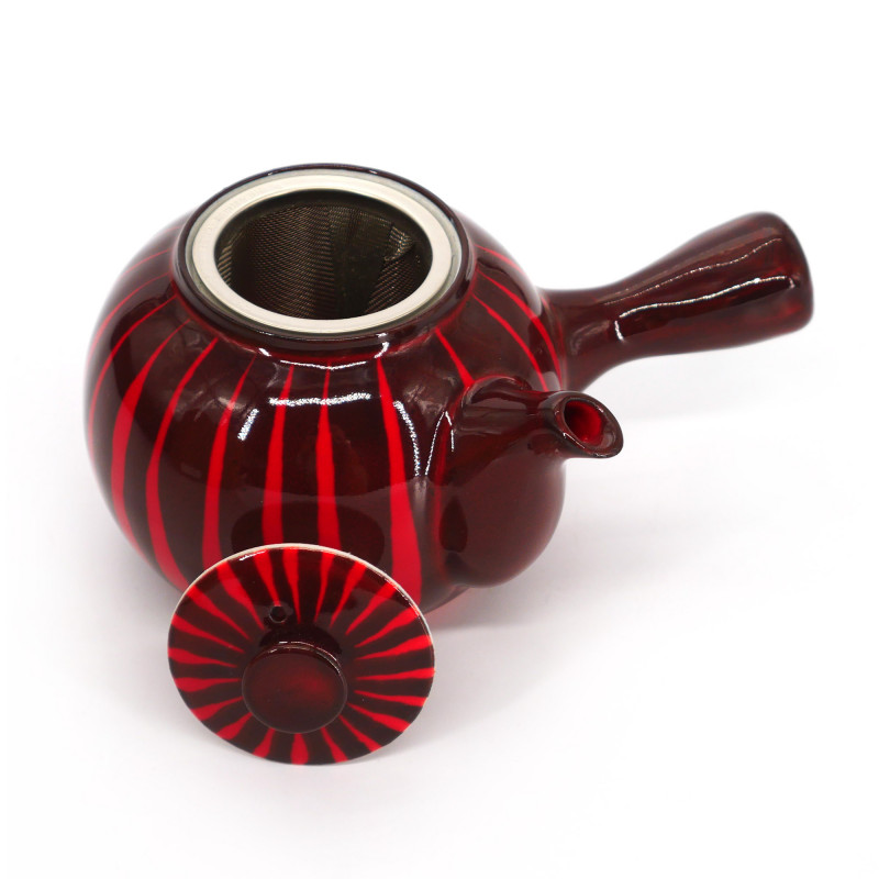 Japanese ceramic kyusu teapot, TSUME, red