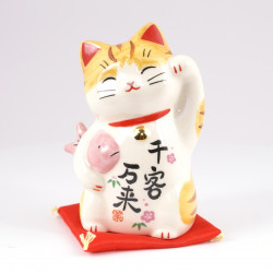 Gatto giapponese manekineko portafortuna, SENKYAKUBANRAI, zampa sinistra