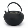Japanese prestige cast iron round teapot with ceramic lid, CHÛSHIN KÔBÔ HIRATSUBO, Dragonflies