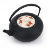 Teiera giapponese di prestigio in ghisa con coperchio in ceramica, CHÛSHIN KÔBÔ HIRATSUBO, pesce rosso