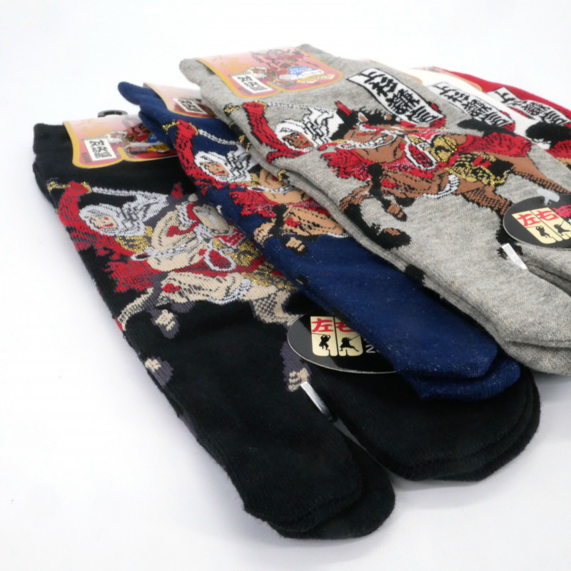 Japanische Baumwoll-Tabi-Socken Samurai zu Pferd, BUSHI, Farbe nach Wahl, 25 - 28cm