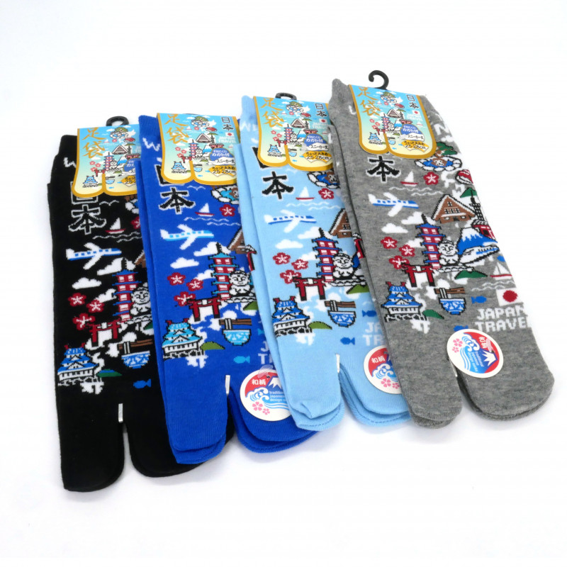 Japanese cotton socks with Japanese country pattern, KUNI, color of your choice, 25-28 cm