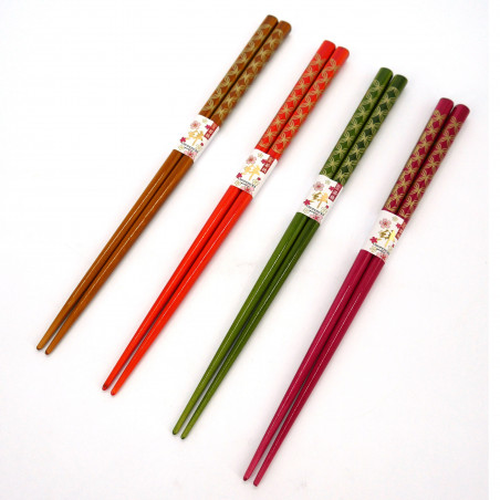 Par de palillos japoneses en flor de cerezo, SAKURA HANA, color a elegir,  23 cm