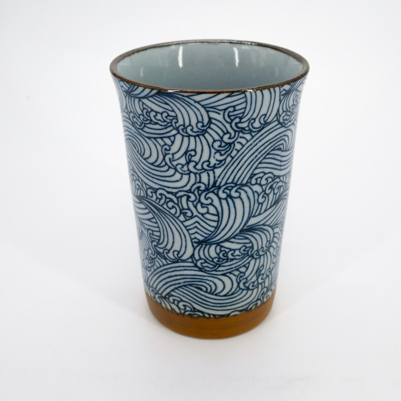 Grande tazza da tè in ceramica giapponese - Aranami Blue