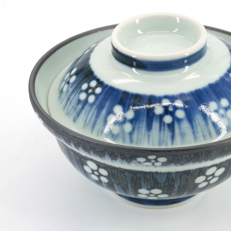 Japanese ceramic bowl with lid, Tahata