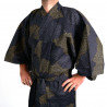 kimono yukata traditionnel japonais noir en coton motifs nuages pour homme