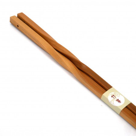 Paire de baguettes japonaises pour cuisine en Bambou torsadé, NIJERETA, 33cm