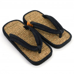 Paire de sandales japonaises zori en jonc de mer, DENIM