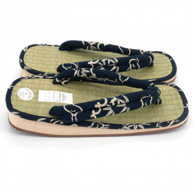 par de sandalias japonesas - Zori paja goza para los hombres, TAKE 027, azul