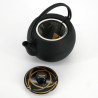 Small round Japanese prestige cast iron teapot, CHÛSHIN KÔBÔ MARUTAMA, KAMON, 0.4 L