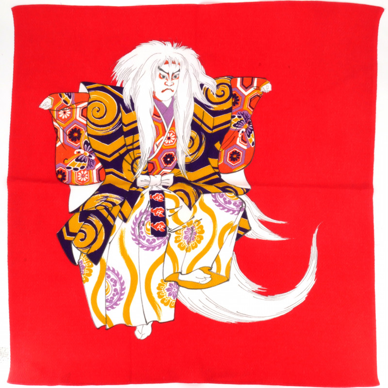 Rayon furoshiki giapponese, KAGAMIJISHI, rosso, 68 x 68 cm