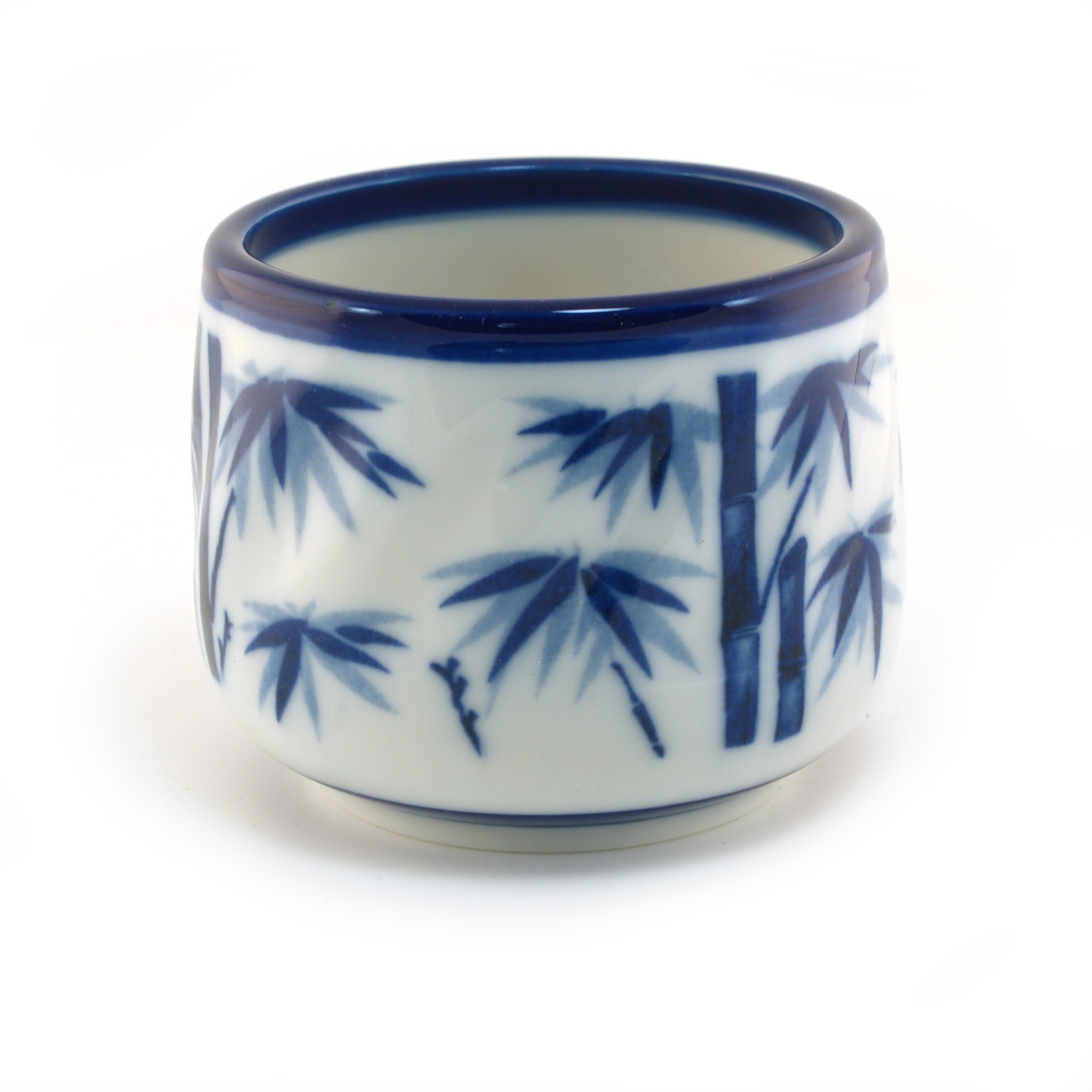 tazza bianca da tè giapponese di ceramica, HANAMOMEN fiori blu