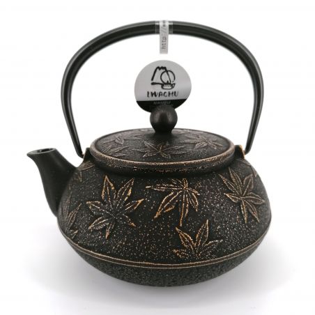 Japanese cast iron teapot - IWACHU KAEDE - 0.65 lt - black gold