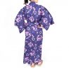 lila japanischer Baumwoll-Kimono, KOMONICHIMATSU-NI-SAKURA, lila