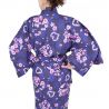 Kimono in cotone giapponese viola, KOMONICHIMATSU-NI-SAKURA, porpora