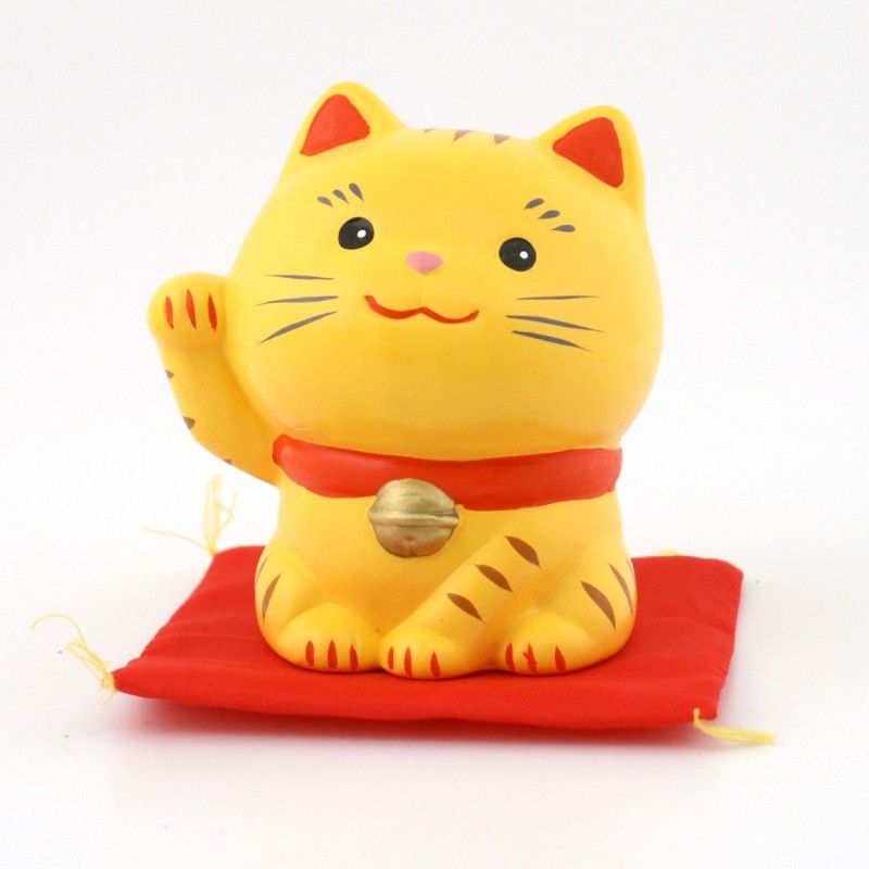 Gato de la suerte japonés manekineko de cerámica - TORA MIGI - 