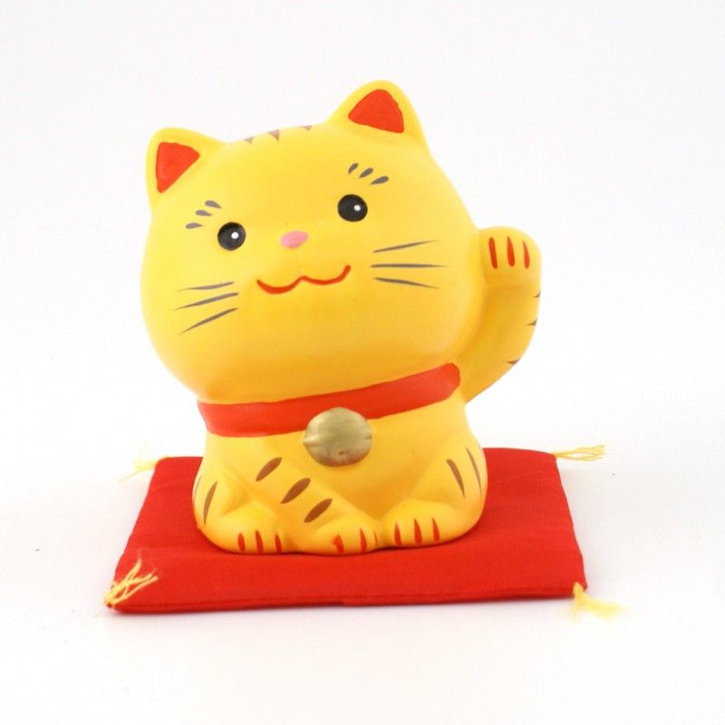 Gato de la suerte japonés manekineko de cerámica - TORA HIDARI - 