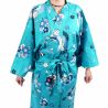 Blauer Baumwollkimono für Frauen - MARU NI TSURU