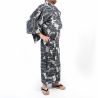 Yukata giapponese in cotone con motivo drago bianco e nero per uomo - RYUJIN