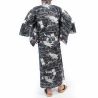 Yukata japonesa de algodón con estampado de dragón blanco y negro para hombre - RYUJIN