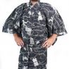 Yukata giapponese in cotone con motivo drago bianco e nero per uomo - RYUJIN