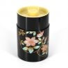 Japanese black resin tea caddy with flower pattern - TETSUSEN - 100g