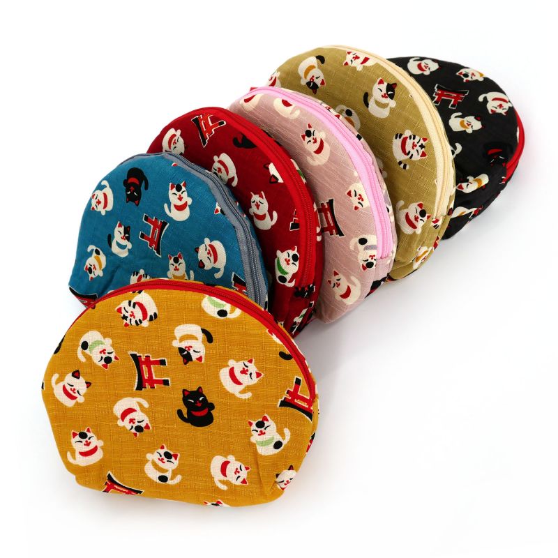 Petite pochette chats en coton - NEKO TORII - colori au choix
