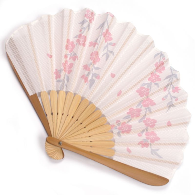 japanese fan in cotton and bamboo, SAKURA, pink