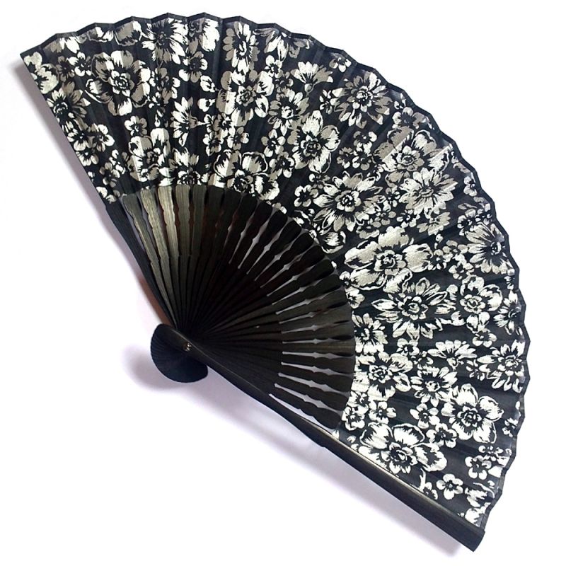 japanese fan in cotton and bamboo, HANA, flowers