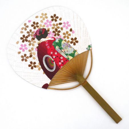 nicht faltender japanischer Fan, Uchiwa, GEISHA SAKURA