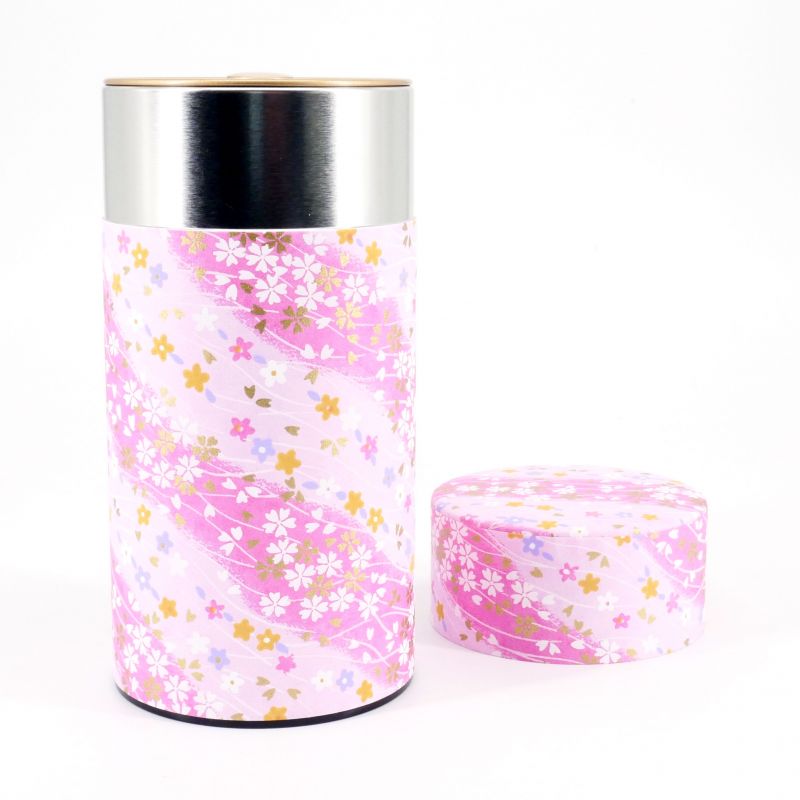 Pink Japanese tea box in washi paper - SAKURA - 200gr