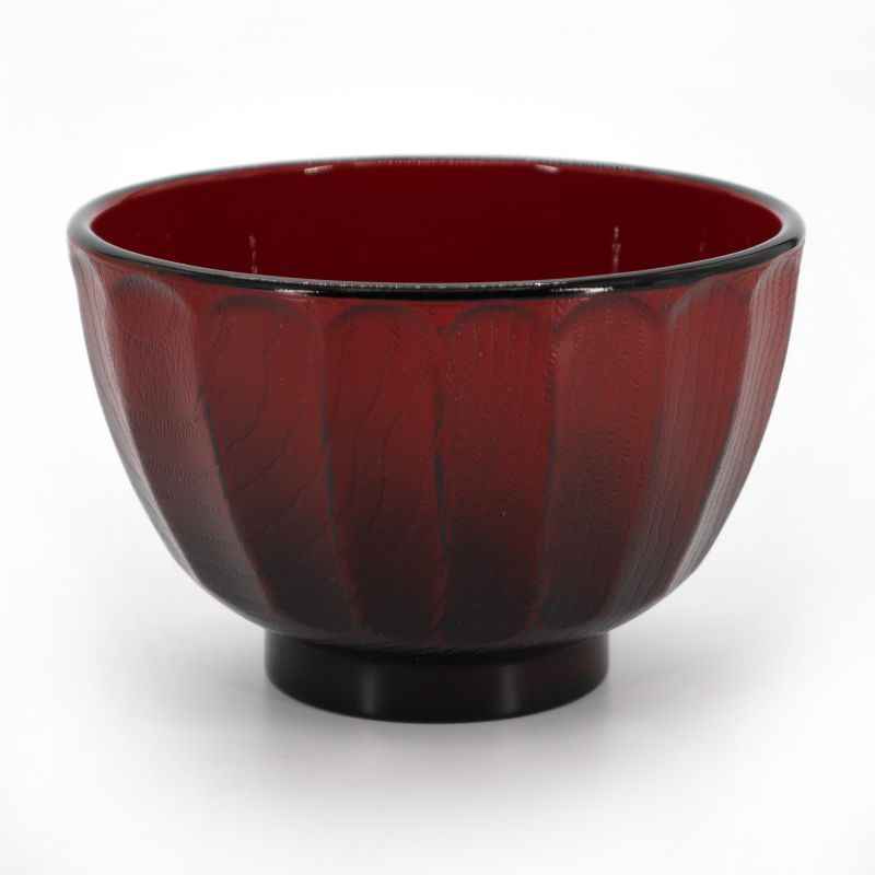 Cuenco japonés dúo negro y rojo en resina de imitación de madera - KIKUBORI BOKASHI - 10.9cm