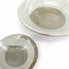 Round ceramic plate with sauce container for tempura - ENKEI