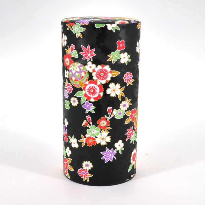 Boîte à thé japonaise noire en papier washi - HANAYOSE - 200gr