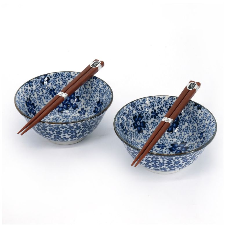 Set di 2 ciotole in ceramica giapponese -AO SAKURA PATTA