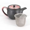 Japanese ceramic teapot - HANA - pink and gray