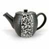 Japanische Keramik-Teekanne mit herausnehmbarem Filter, Schwarz und Arabesken - ARABESUKU