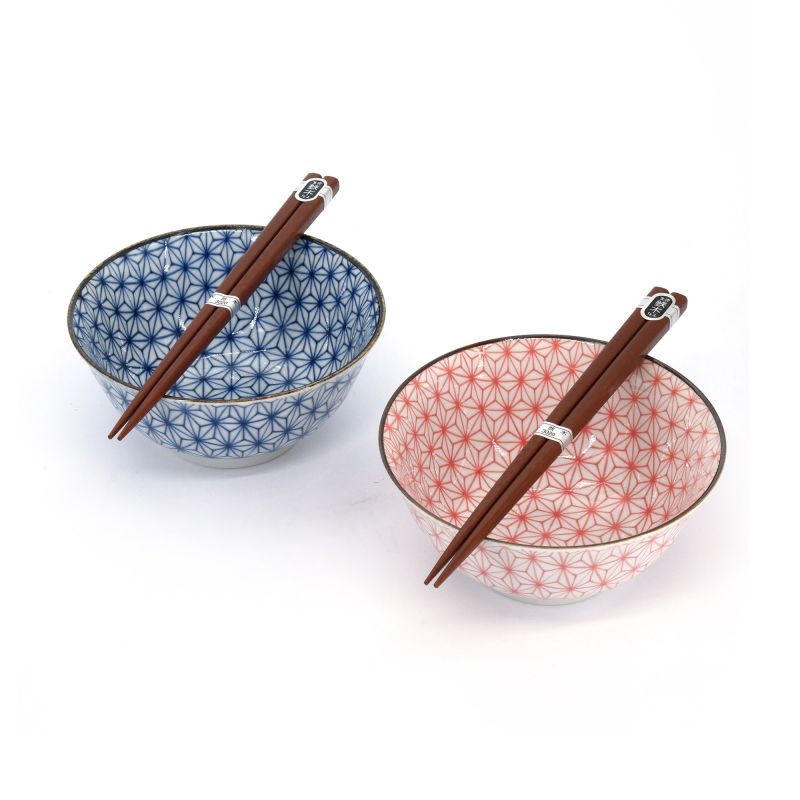 Set di 2 ciotole in ceramica giapponese - AKA TO AO ASANOA