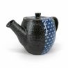 Japanische Keramik-Teekanne mit herausnehmbarem Filter, schwarz mit blauen und weißen Mustern - ASANOHA
