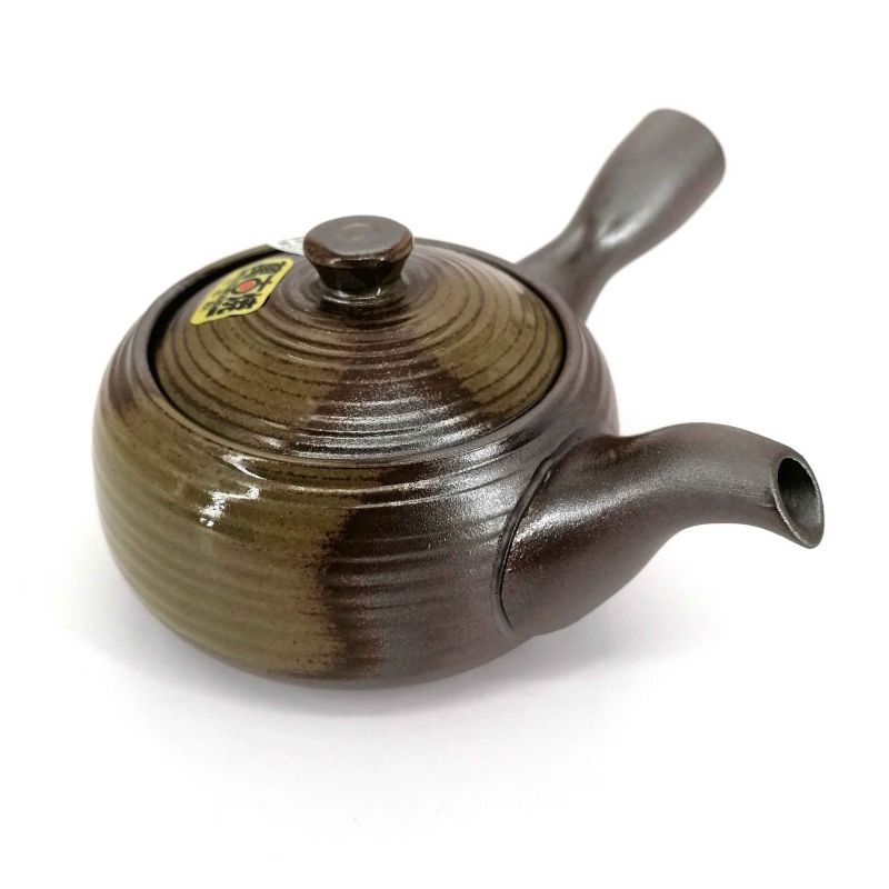 Teiera giapponese kyusu in ceramica marrone e verde - RAITOGURIN