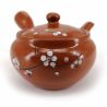 Théière kyusu japonaise en céramique avec filtre intégré et intérieur émaillé, marron - SHIROI SAKURA