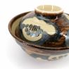 Japanese bowl with lid, brown and beige - HANA